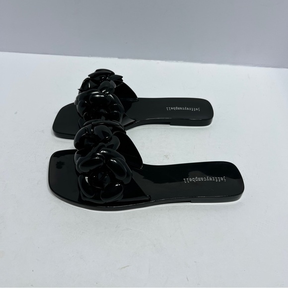 Jeffrey Campbell Fleuris Jelly Flip Flop Black Floral Thong Sandle Size 8 NWOT - Picture 4 of 8